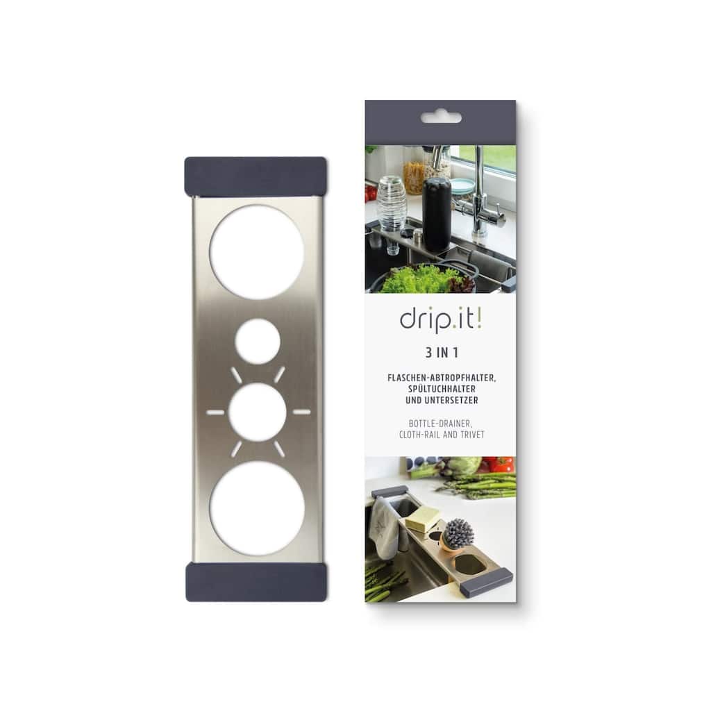 Sanni Shoo drip.it Stainless Steel Multifunctional Kitchen Sink Caddy, Drainer & Organizer