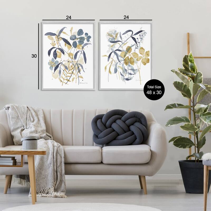 Stupell Whimsy Watercolor Botanicals Framed Giclee Art Design By Krinlox (Set of 2)