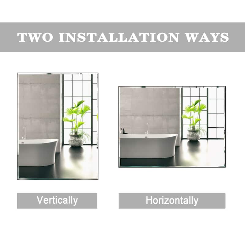 Rectangle Metal Framed Beveled Edge Bathroom Vanity Mirror