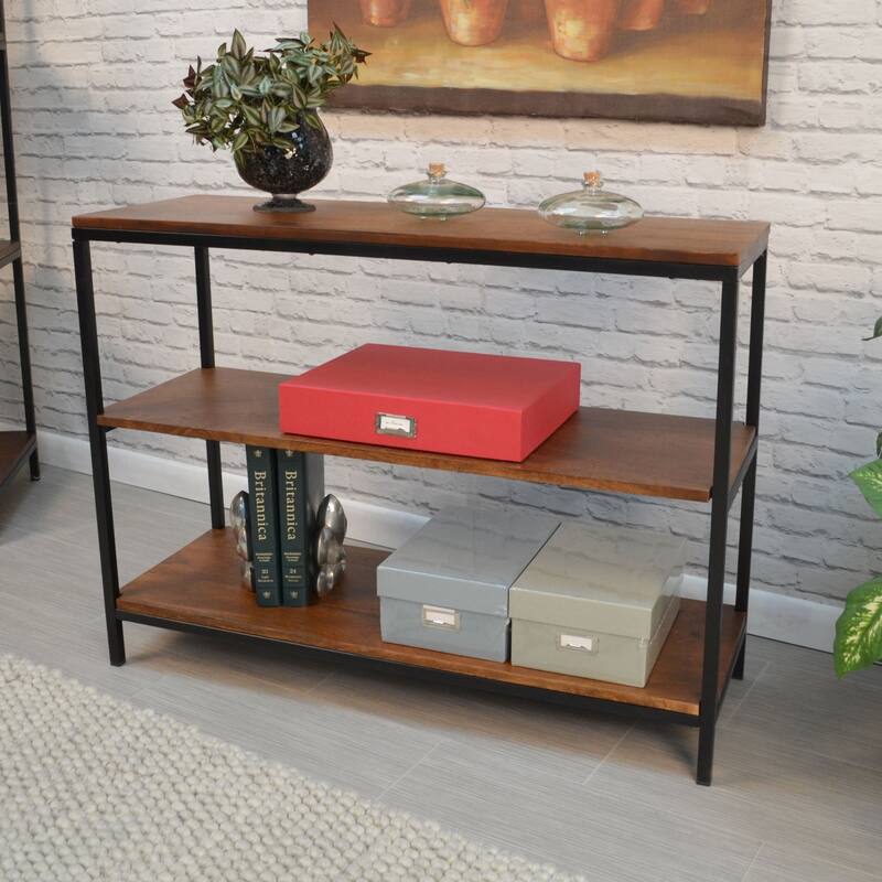 Handcrafted Rectangular Console Table - 40" - Brown and Black