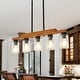 preview thumbnail 2 of 67, Farmhouse Linear Chandelier Rustic Wood Kitchen Island Lighting Dining Room Pendant Light Fixture with Seeded Glass Shade