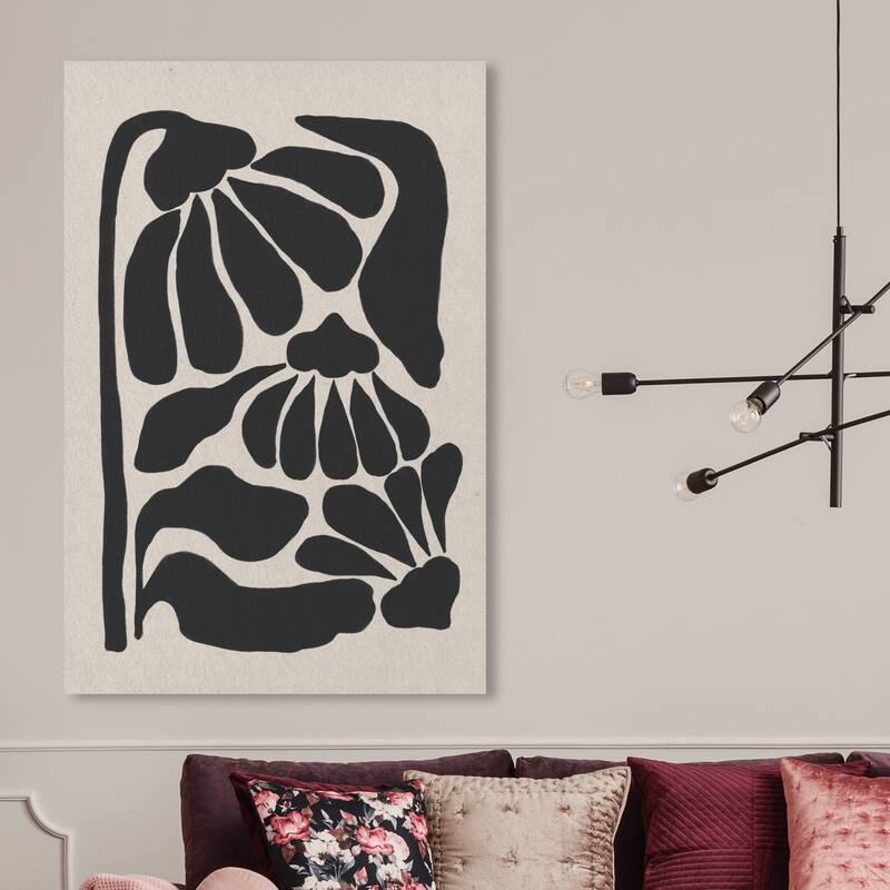 Wynwood Studio Canvas Abstract Flora Minimalista Black and Pastel Black Modern & Contemporary Wall Art Canvas Print - 45 x 30