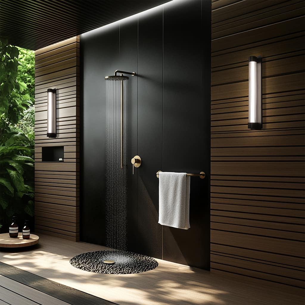 Chyzel 18in LED Outdoor Wall Light Selectable CCT 2700-3000-3500-4000K set to 2700K in Black