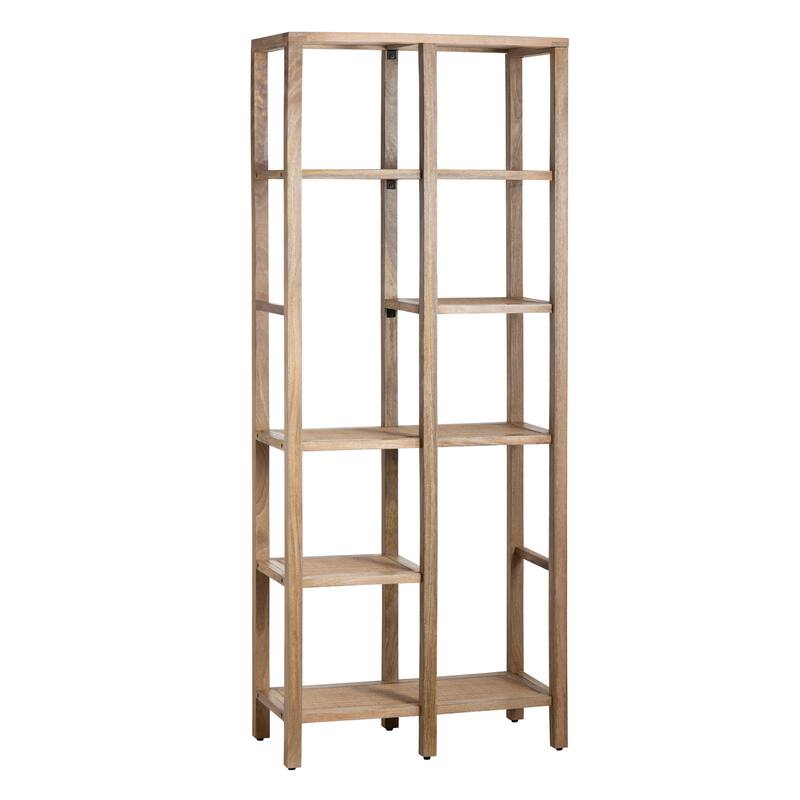 78.25 in. Tan Solid Wood 5 Shelf Etagere