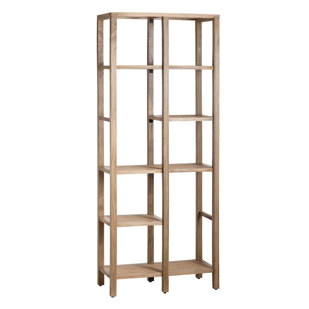 78.25 in. Tan Solid Wood 5 Shelf Etagere