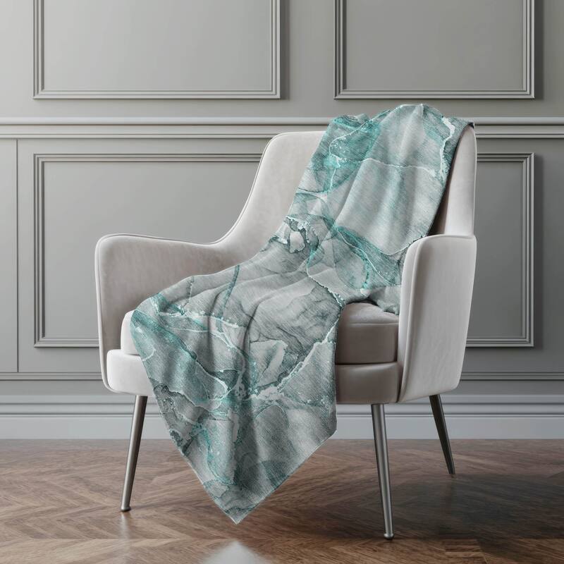 Premium Machine Washable Modern Abstract Sherpa Throw Blanket - Teal - 4'2" x 5'10"