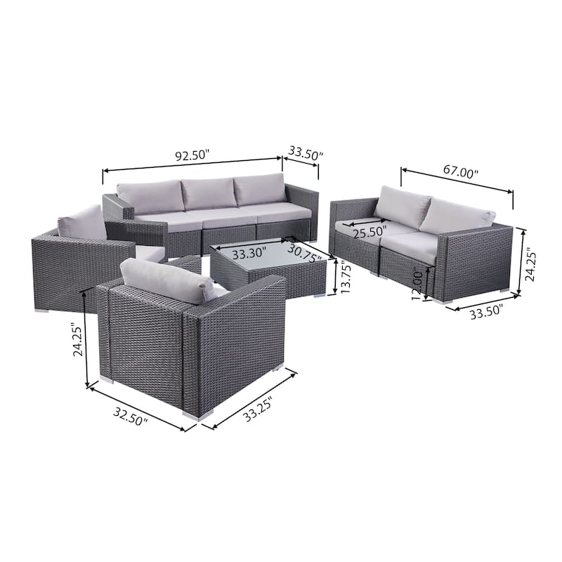 Santa Rosa Outdoor 8-pc. Wicker Chat Set by Christopher Knight Home - 8 Piece Set