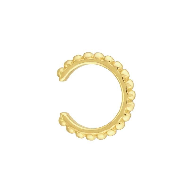 Curata 14k Yellow Gold Bead Design Cuff Earrings