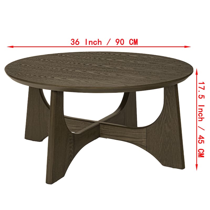36" Round Wooden Coffee Tables for Living Room