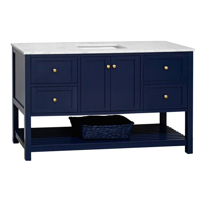 KitchenBathCollection Lakeshore 60" Single Bathroom Vanity with Engineered Carrara Top