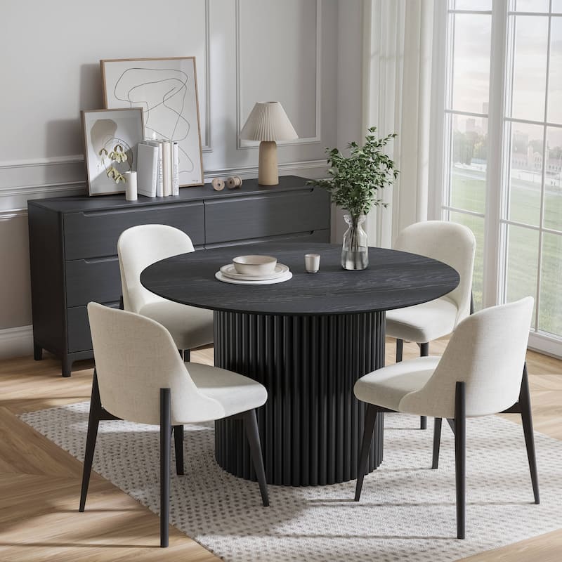 Lumioca Abberton Oak Wood Column Base Round Dining Table