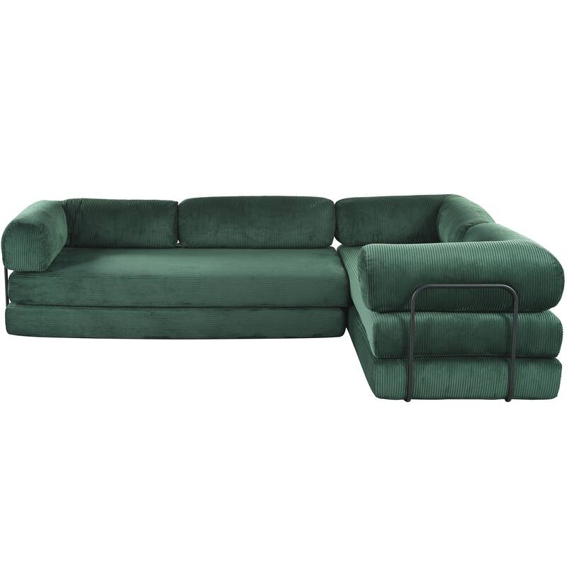 Roomfitters L-Shaped Modular Sectional Sofa in Corduroy Fabric, Modern Couch for Living Room and Apartment