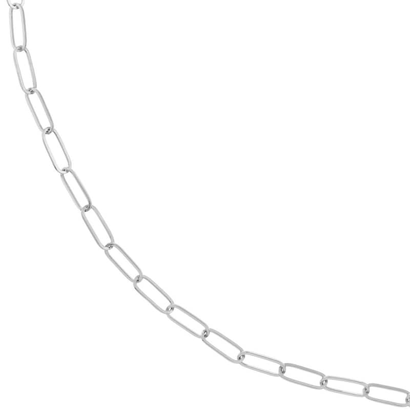 Curata 14k White Gold 3mm Paper Clip Chain Necklace (Lobster)