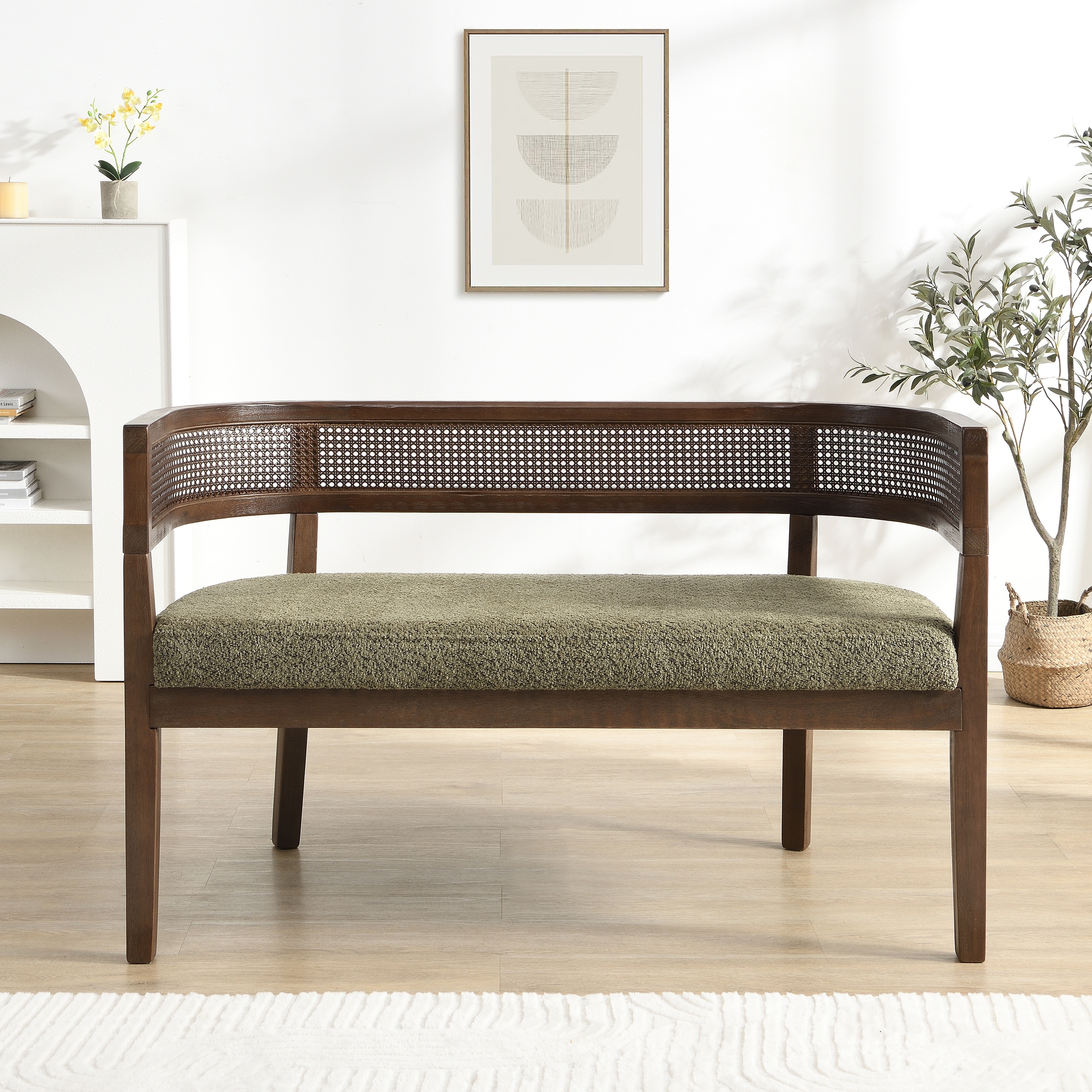 Christopher Knight Home - Modern Rattan Upholstered Loveseat with Hand-Woven Backrest