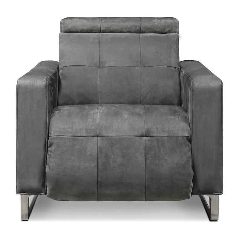 Casino Royale Leather Dual Powered Recliner Chair - Gray - Oversized