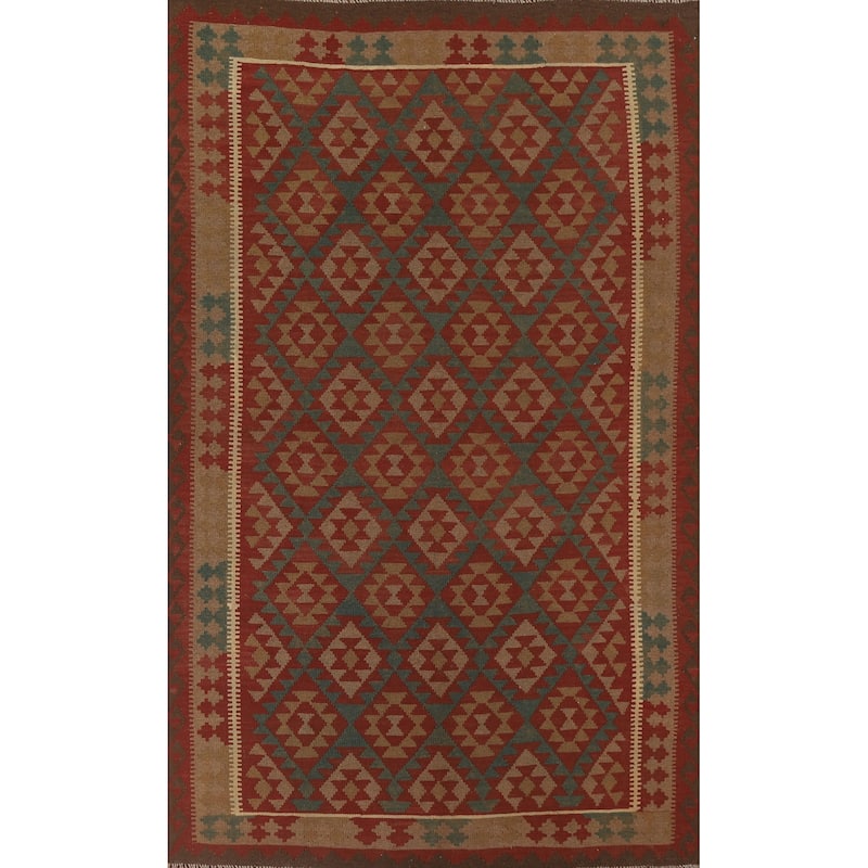 Hand Woven Oriental 100% Wool Carpet Southwestern Geometric Multi-Colored Kilim Area Rug - 10' 0'' X 6' 10''