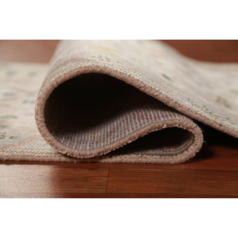 All-Over Oushak Oriental Runner Rug Hand-Knotted Wool Carpet - 2'7"x 7'10"
