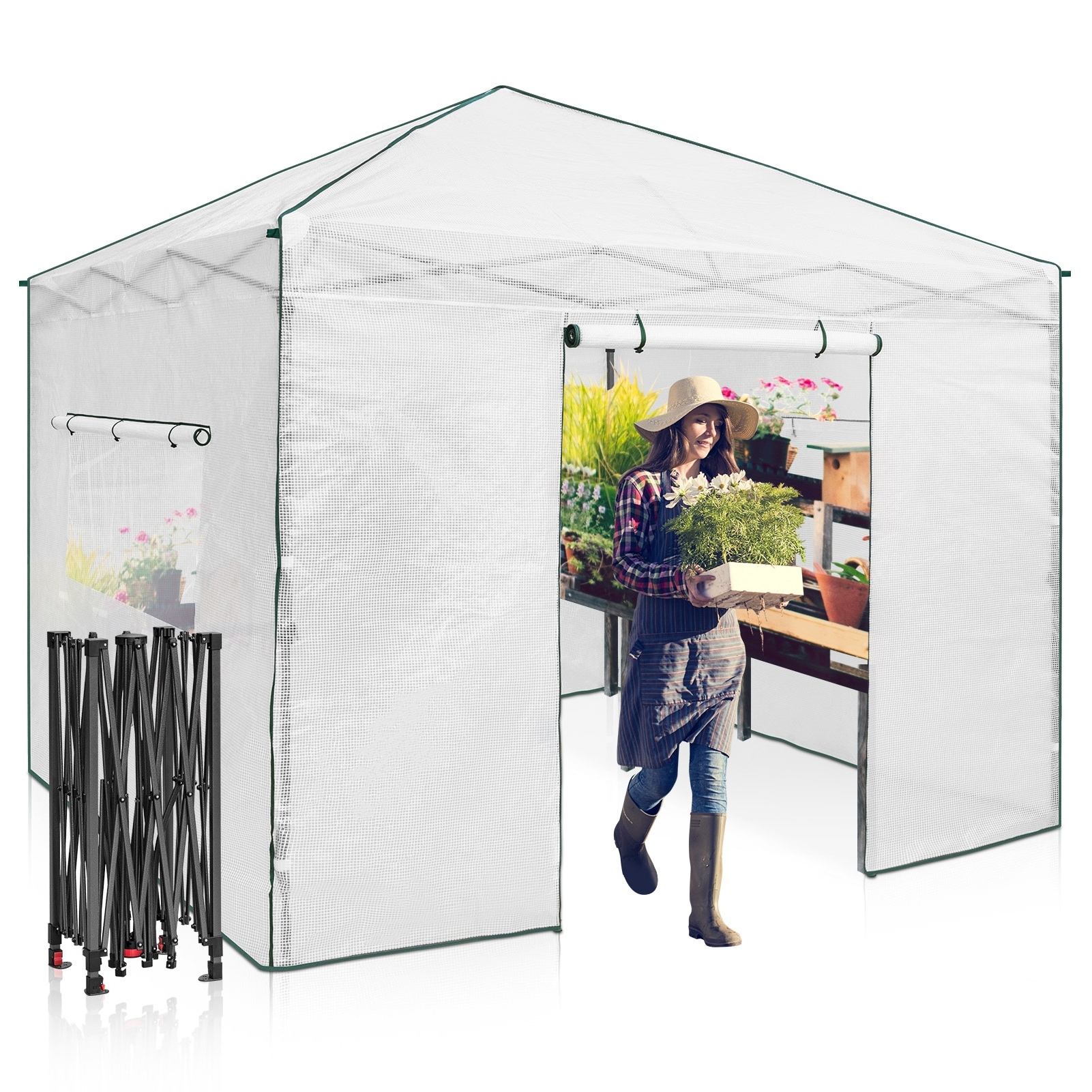 EAGLE PEAK 10x10 Portable Walk in Greenhouse Instant Pop up Easy Setup Indoor Outdoor Plant Gardening Green House White Bed Bath Beyond 39079467
