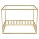 preview thumbnail 50 of 49, Full Size Wood Canopy Bed with Guardrails,Floor Bed For Kids