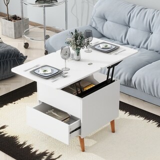 Extendable Coffee Table with Storage & Lift Top, White - Bed Bath ...
