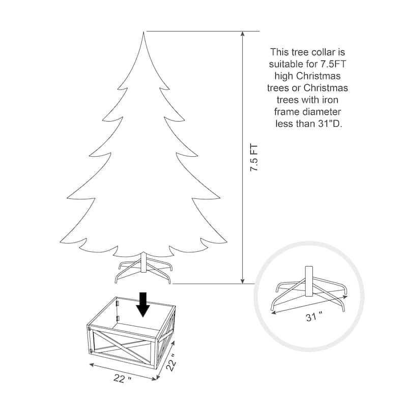 Glitzhome 22"L/26"L/32"L Handcrafted Wooden Christmas Tree Collars