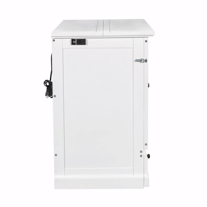 Solid Pine Murphy Bed Chest - Cube Cabinet Bed with Charging Station and Large Storage Drawer