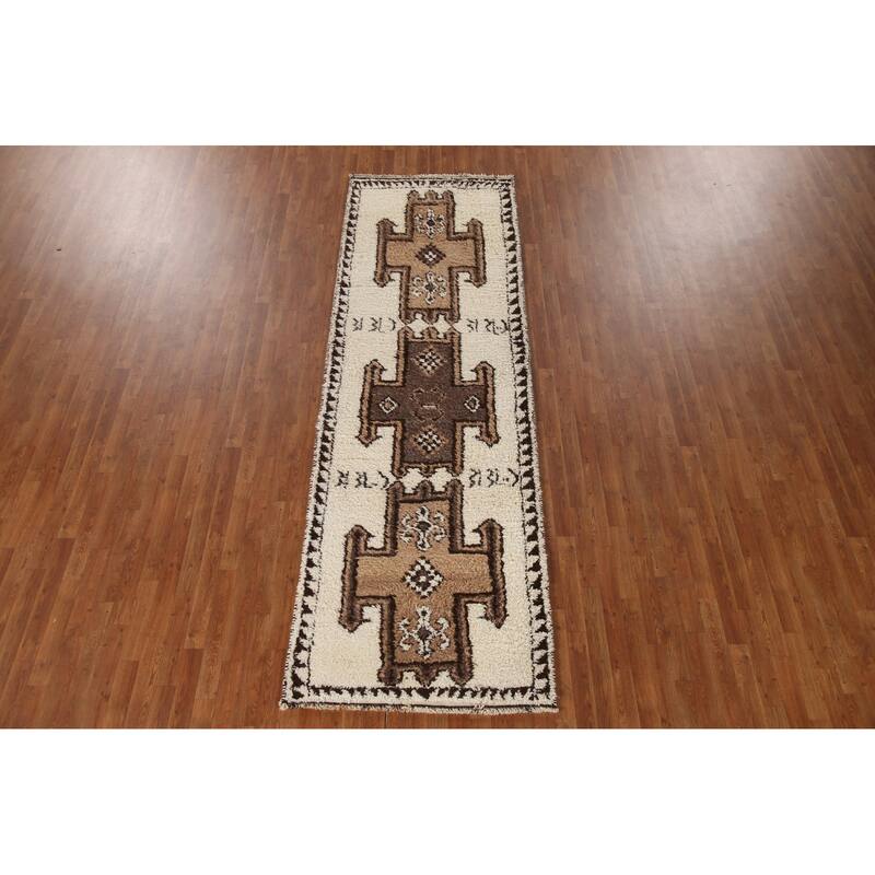 Anatolian Oriental Runner Rug Hand-knotted Natural Dye Wool Carpet - 3'7"x 11'2"