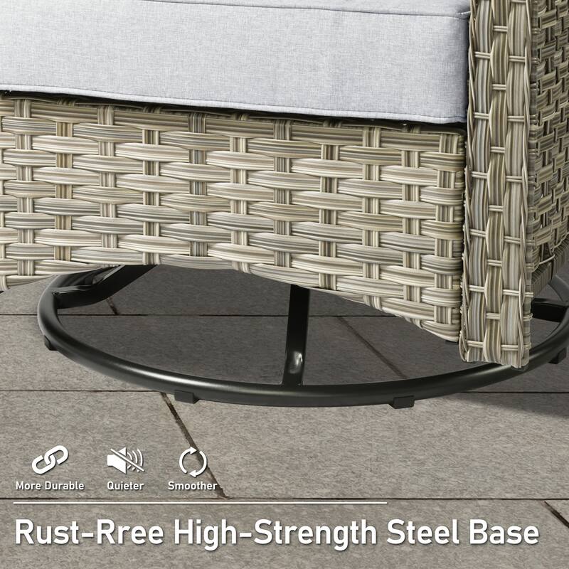 HOOOWOOO 9-piece Patio Furniture Set High Backrest Swivel Chairs with Fire Pit