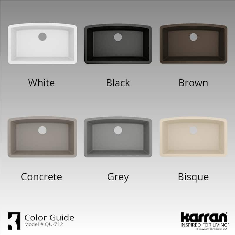 Karran Undermount Quartz 32 in. Single Bowl Kitchen Sink Kit