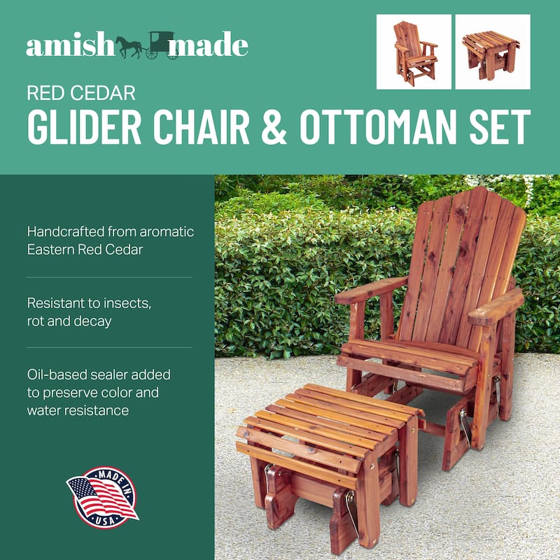 American Furniture Classics  Model MM102 110 SOLID CEDAR ADIRONDACK Glider with Gliding Ottoman