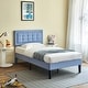 preview thumbnail 55 of 58, VECELO Tufted Upholstered Kids Bed with Adjustable Headboard,Twin Size Bed Set of 2