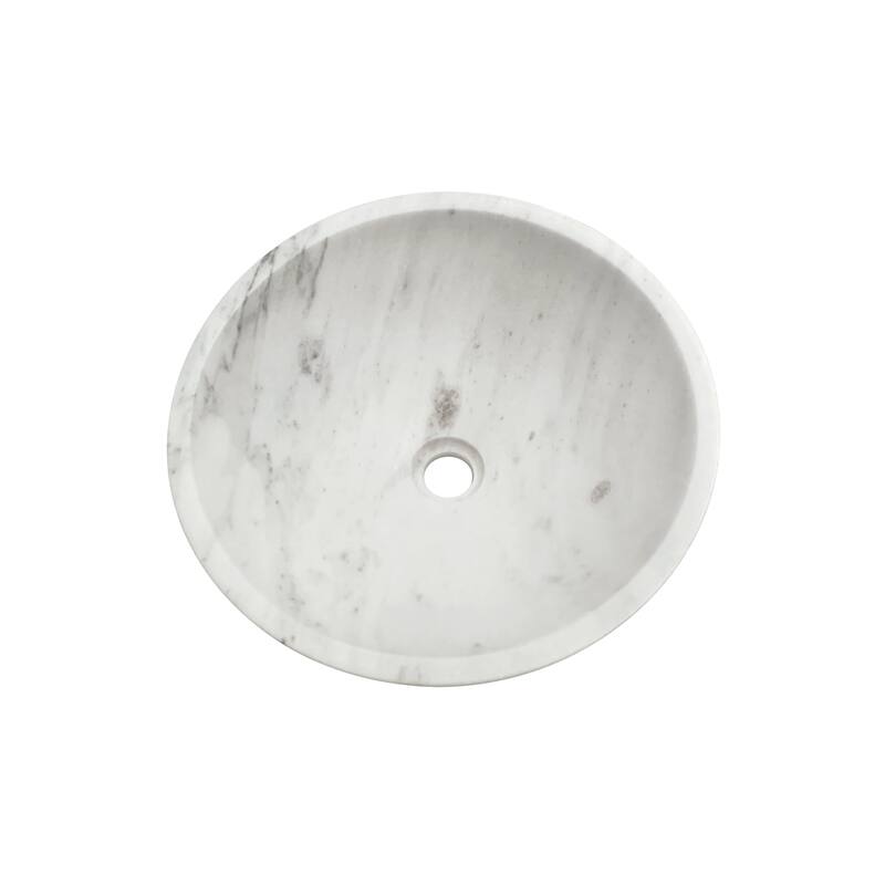 Roomfitters Round Marble Bathroom Vessel Sink, Natural Stone Countertop Wash Basin, Polished Bowl Vanity Sink