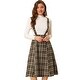 preview thumbnail 1 of 21, Women Vintage Plaid A-Line Overall Suspender Midi Skirt