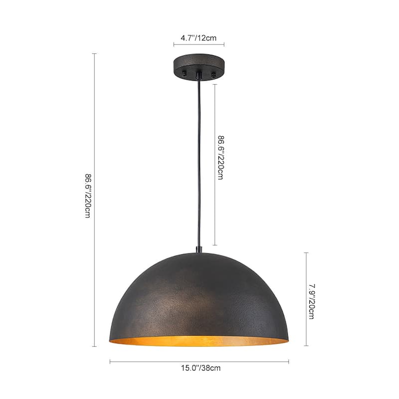 Industrial Oversized Metal Dome Pendant Light - Modern Farmhouse