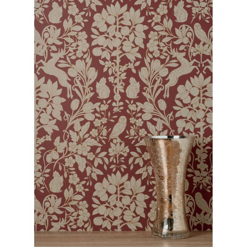 Brewster Richmond Maroon Floral Wallpaper