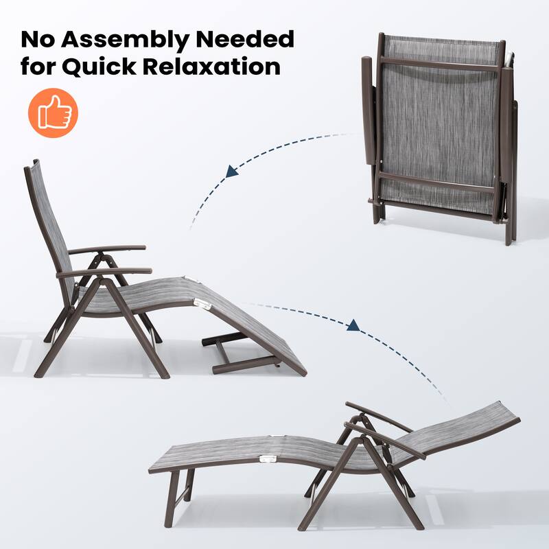 Pellebant 2PCS Adjustable Aluminum Patio Chaise Lounge Chair
