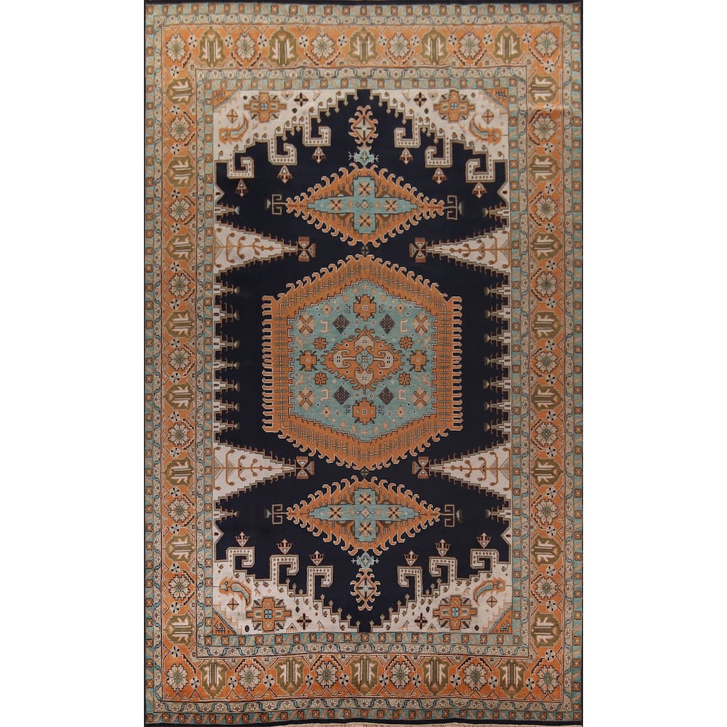 Palace Size Geometric Viss Indian Large Area Rug Handmade Wool Carpet - 11'11"x 17'8"