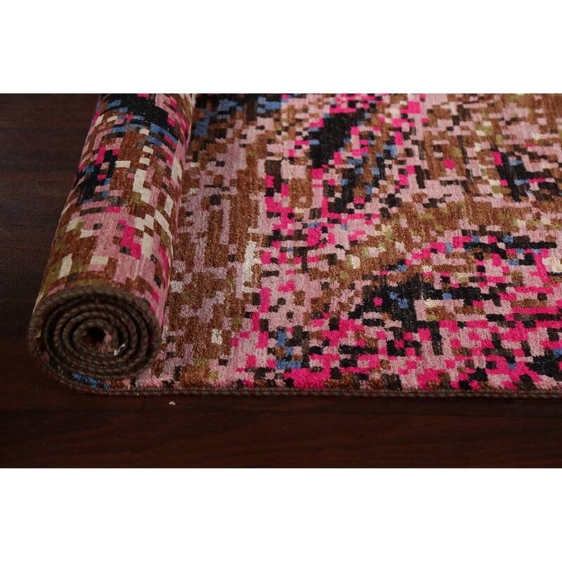 Wool/ Silk Artistic Modern Abstract Oriental Runner Rug Hand-knotted - 2'8" x 10'0"