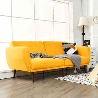 Costway Convertible Futon Sofa Bed Adjustable Couch Sleeper w/ Wood ...