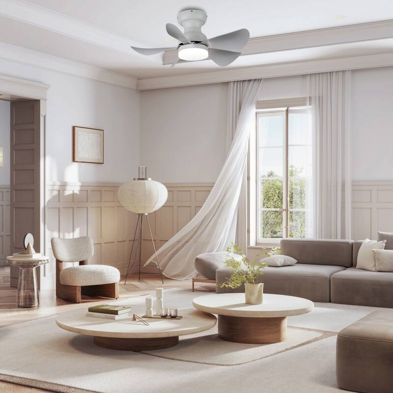 30 in. Modern Indoor Ceiling Fan with Dimmable Light and Remote Control