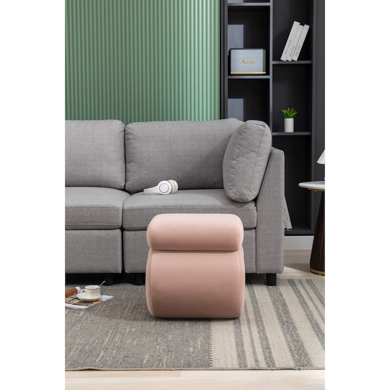 Modern S-shape Fabric Ottoman Makeup Stool Footstool