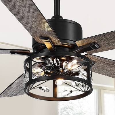52-In Farmhouse Black Ceiling Fan with Light and Remote