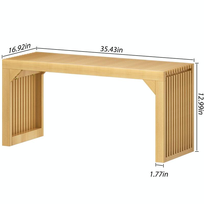 Rustic Solid Wood Bench - Triangular Support Design