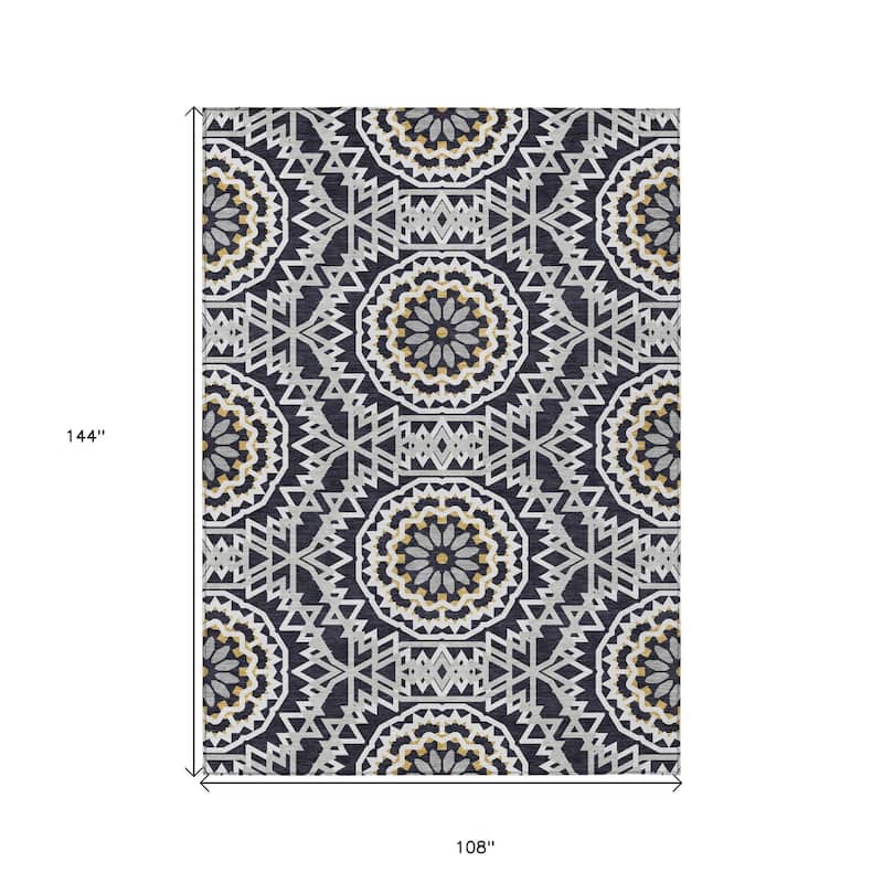 HomeRoots Floral Medallion Transitional Rectangle Outdoor Rug