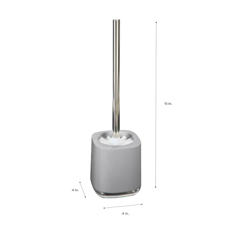 Bath Bliss Luxury Toilet Brush Holder in Grey - 4" x 4" x 15"