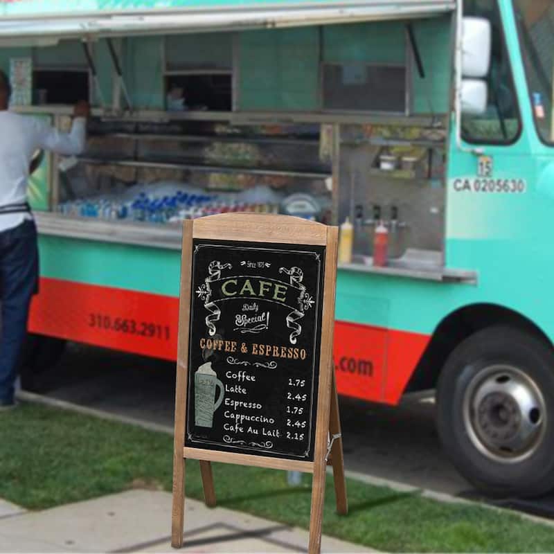 Chalkboard A Board Magnetic A Frame Blackboard Sandwich Board Brown - 35"W x 17" H