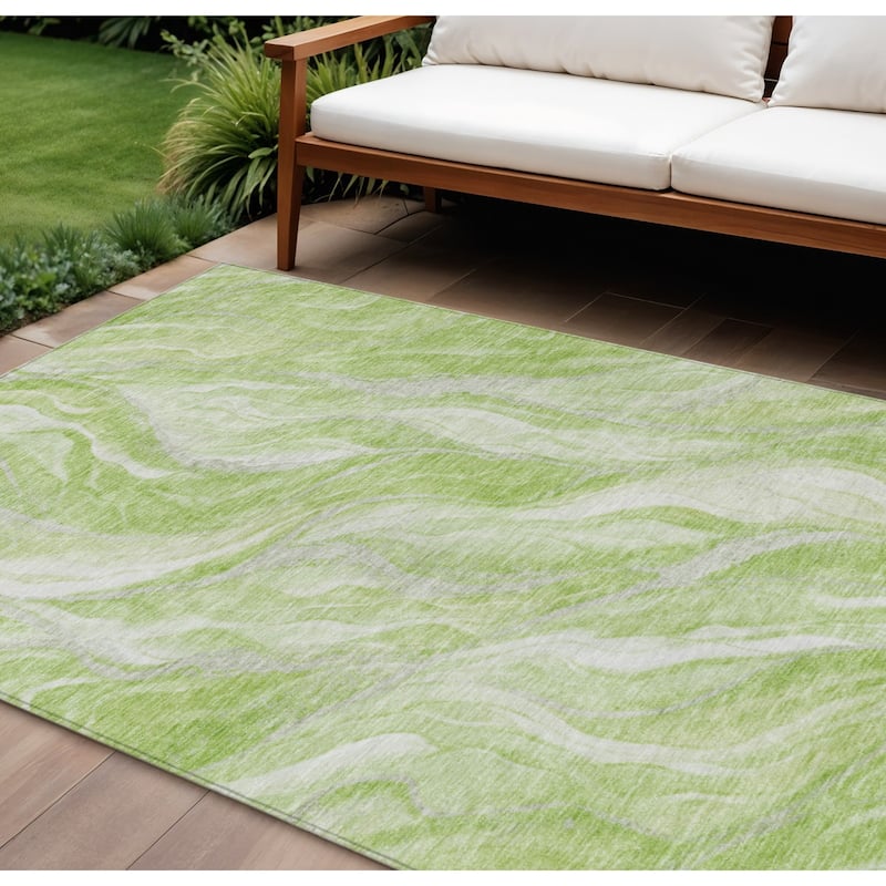 HomeRoots Abstract Transitional Rectangle Outdoor Rug - 10' X 14'