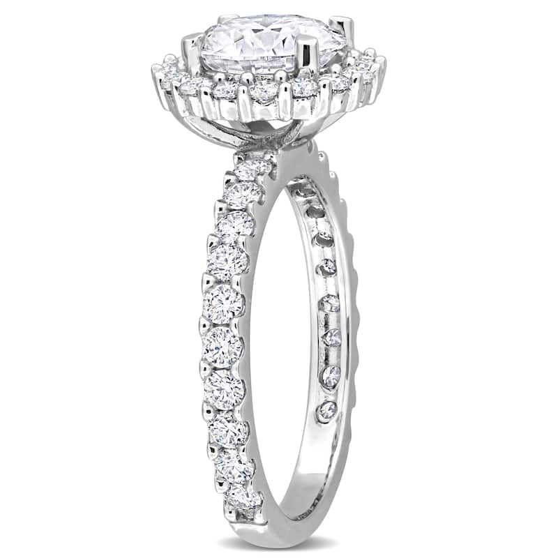 Miadora 2 4/5ct DEW Created Moissanite Halo Ring in Sterling Silver