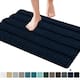 Subrtex Non-slip Bathroom Rug Chenille Soft Striped Plush Bath Mat - 16"x24"/20"x32" - Navy