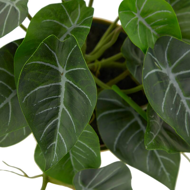 Faux Foliage Pothos Artificial Plant with Realistic Leaves and Gold Porcelain Pot - Green - Roche River Decor